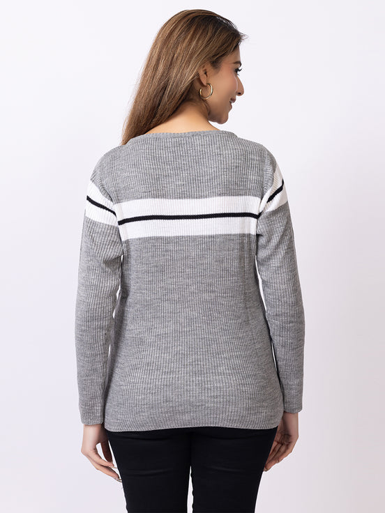 Grey Striper Sweater