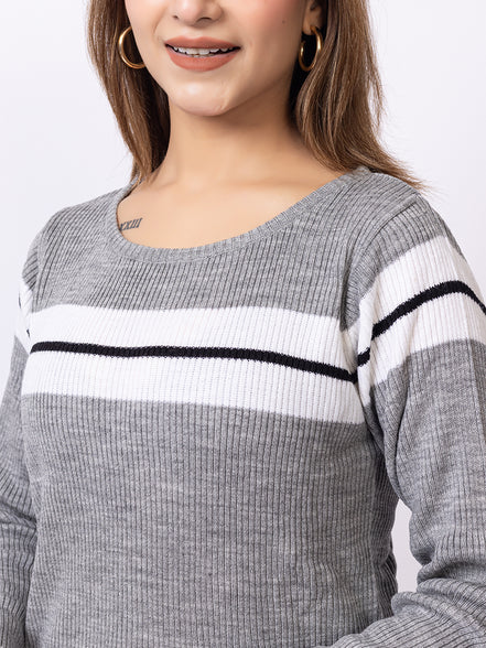 Grey Striper Sweater
