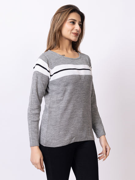 Grey Striper Sweater