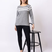 Grey Striper Sweater
