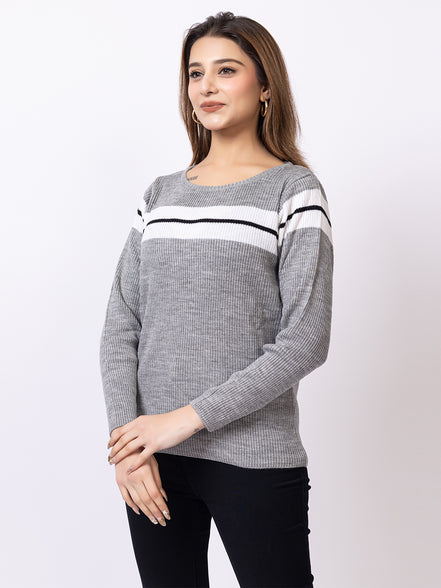 Grey Striper Sweater