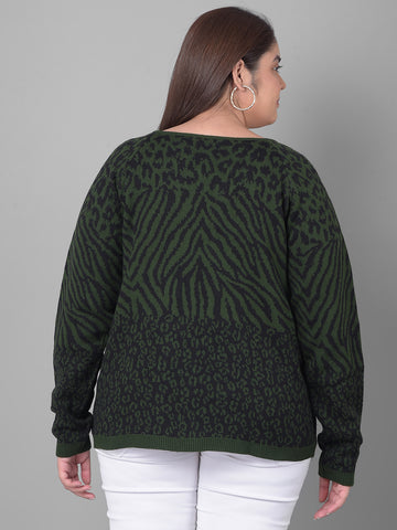Olive Printed Sweater
