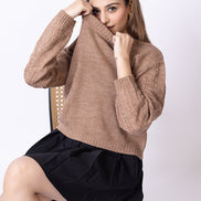 Beige Solid Sweater