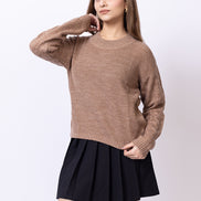 Beige Solid Sweater