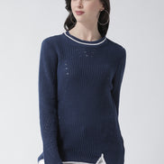 Blue Self Design Pullover