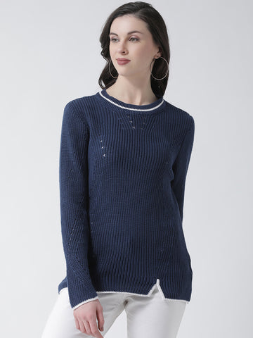 Blue Self Design Pullover