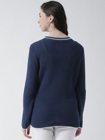 Blue Self Design Pullover