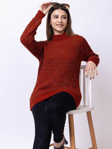 Brown Solid Sweater