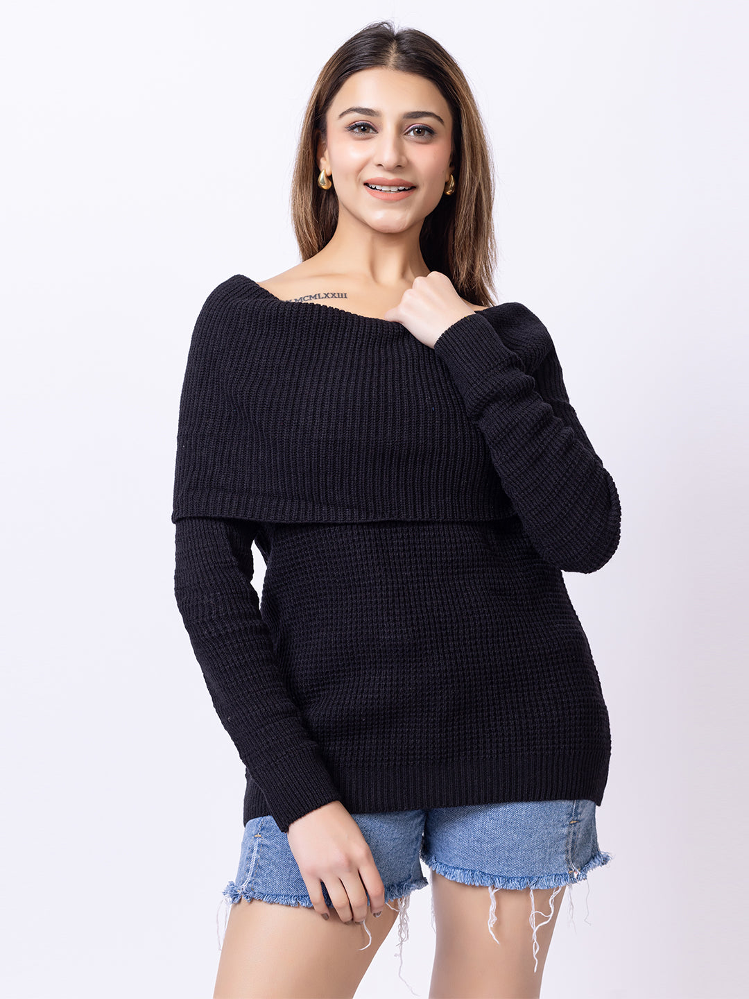 Black Solid Sweater