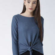 Blue Solid Pullover