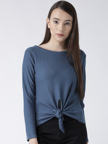 Blue Solid Pullover