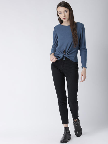 Blue Solid Pullover