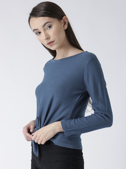 Blue Solid Pullover
