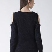 Navy Blue  Red Self Design Pullover