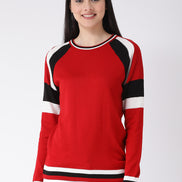Red Solid Pullover Sweater