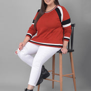 Red Colorblocked Sweater