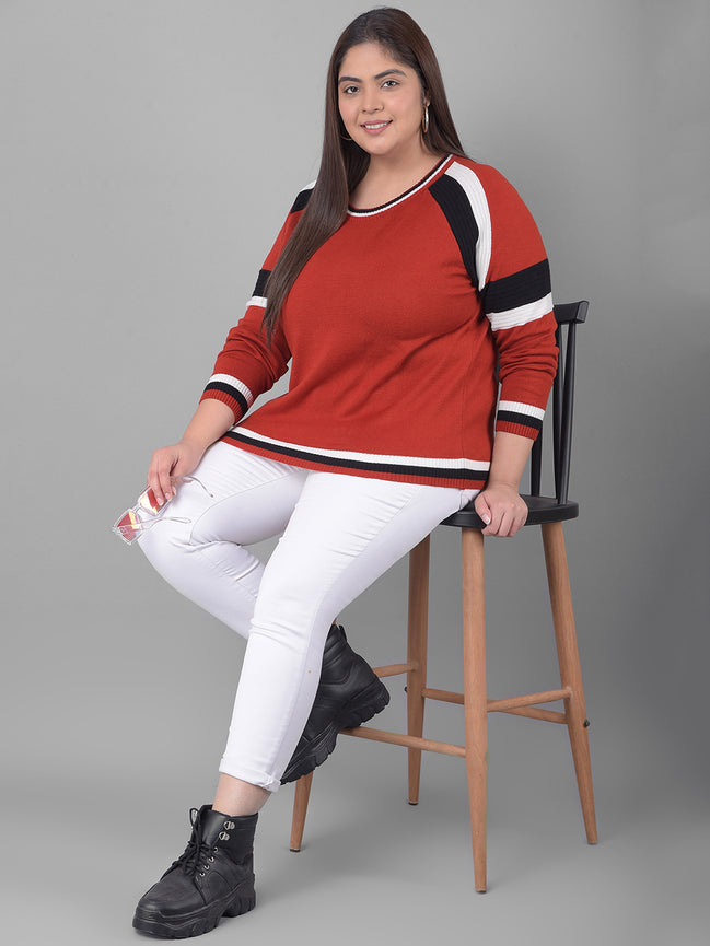 Red Colorblocked Sweater