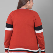 Red Colorblocked Sweater