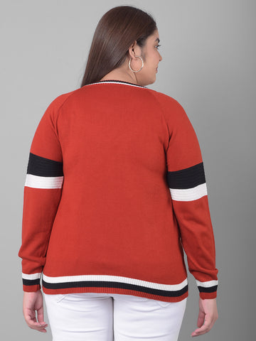 Red Colorblocked Sweater