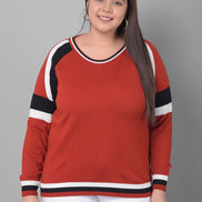 Red Colorblocked Sweater