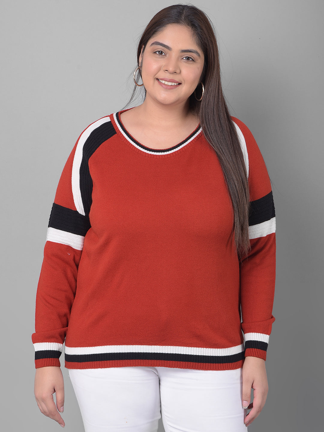 Red Colorblocked Sweater
