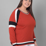 Red Colorblocked Sweater