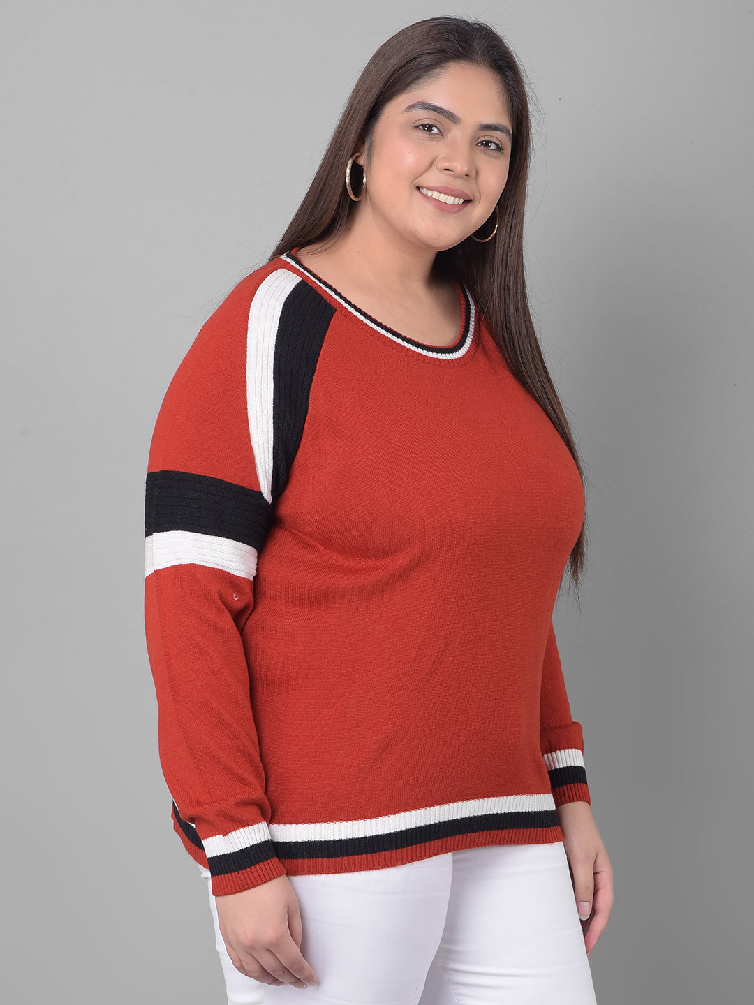 Red Colorblocked Sweater
