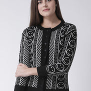 Black Round Neck Cardigan
