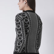Black Round Neck Cardigan
