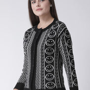 Black Round Neck Cardigan
