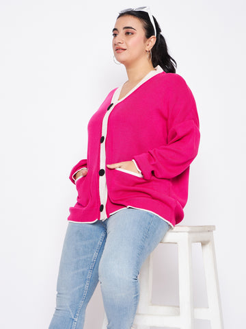 Pink Solid Cardigan