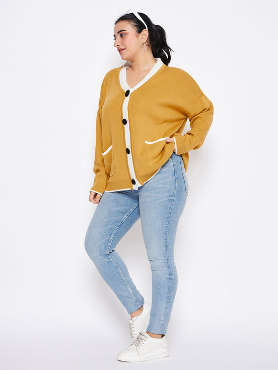 Yellow Solid Cardigan