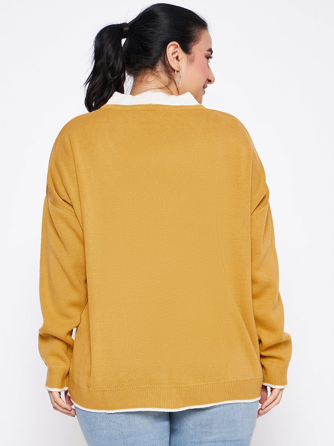Yellow Solid Cardigan