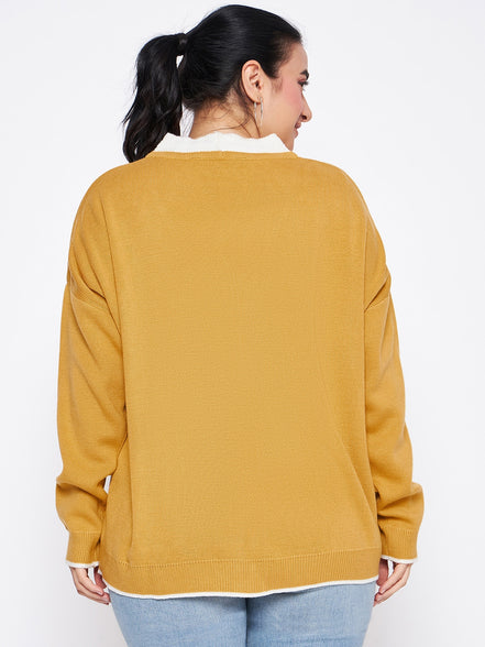 Yellow Solid Cardigan