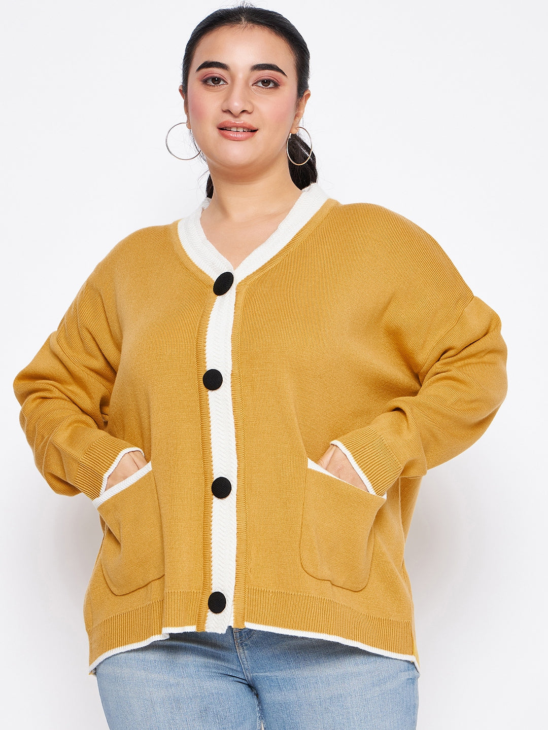 Yellow Solid Cardigan