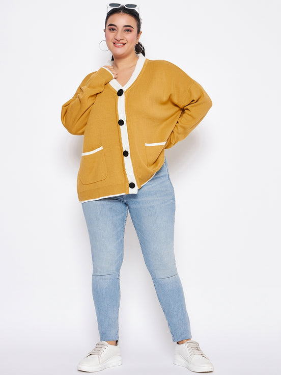 Yellow Solid Cardigan