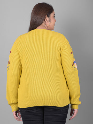 Yellow Front Embroidered Cardigan