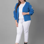 Blue Front Embroidered Cardigan