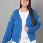 Blue Front Embroidered Cardigan