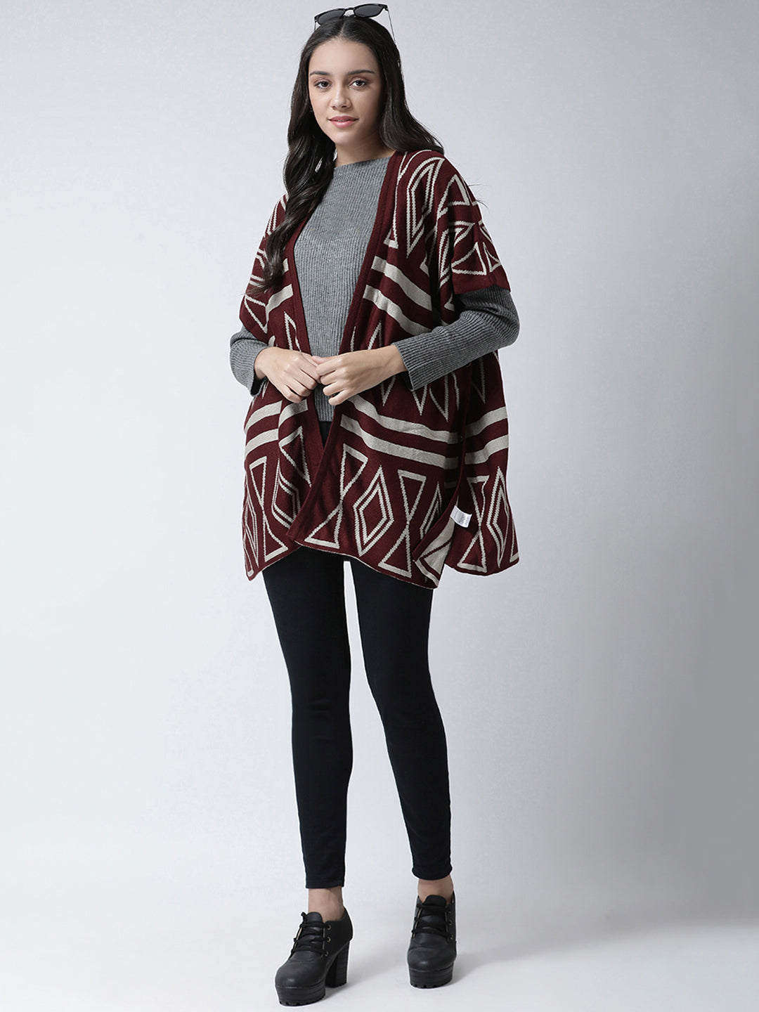 Maroon Open Front Shrug