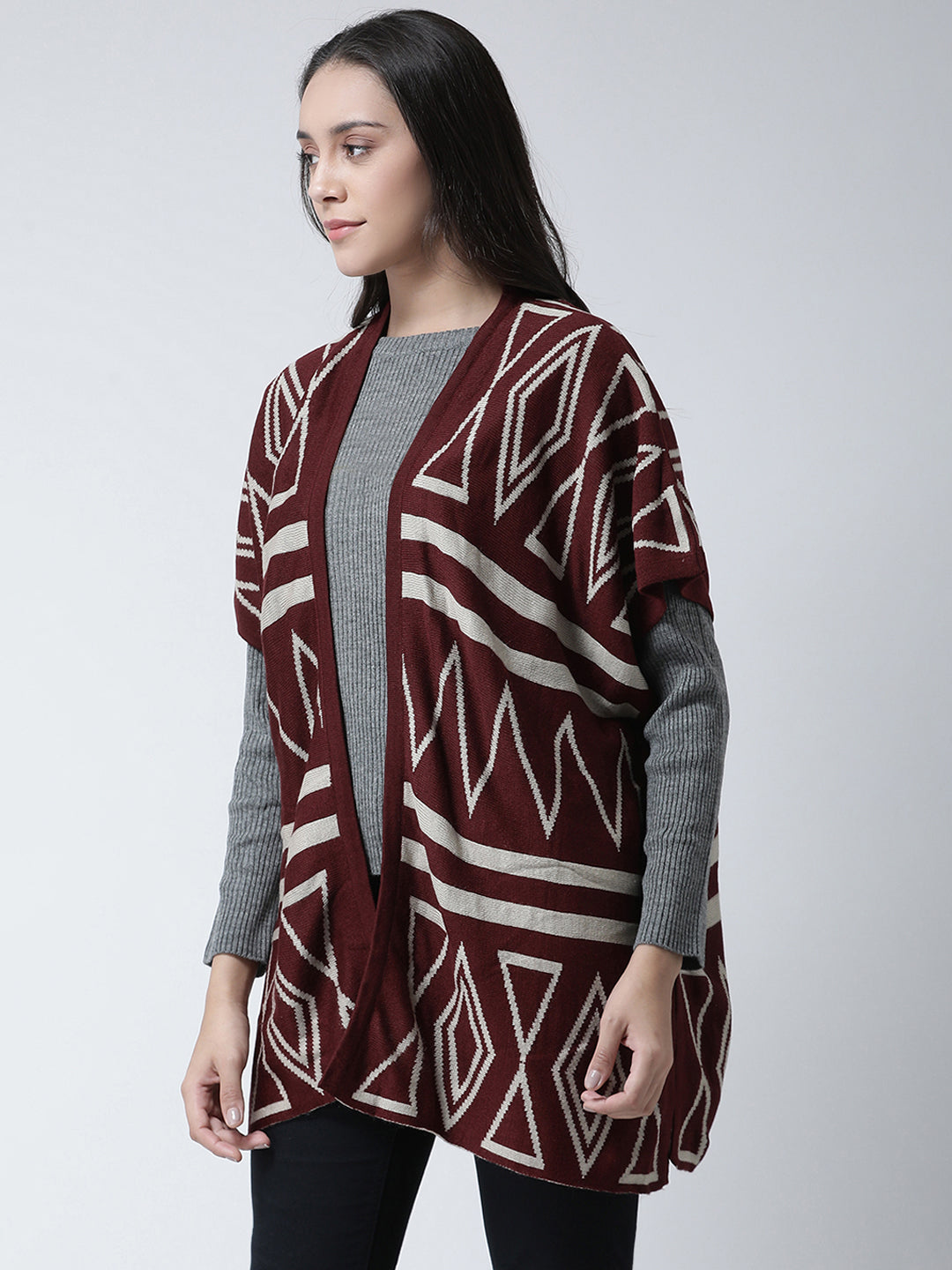 Maroon Open Front Shrug