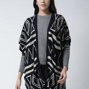 Navy Blue  White Open Front Shrug