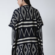 Navy Blue  White Open Front Shrug