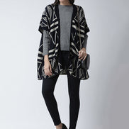 Navy Blue  White Open Front Shrug