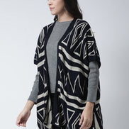Navy Blue  White Open Front Shrug