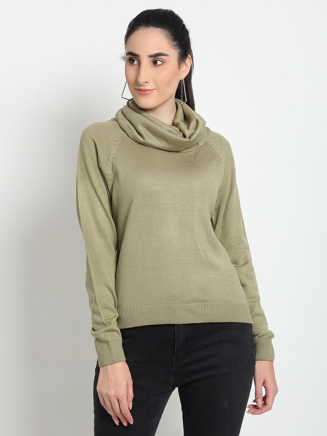 Beige Shawl Neck Sweater