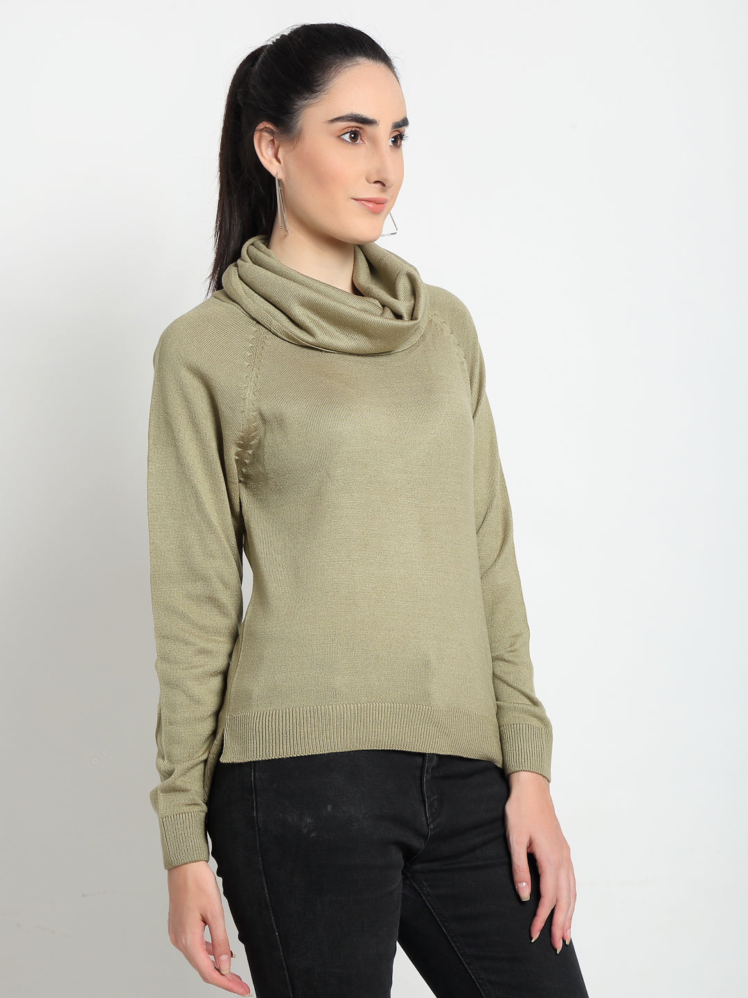 Beige Shawl Neck Sweater