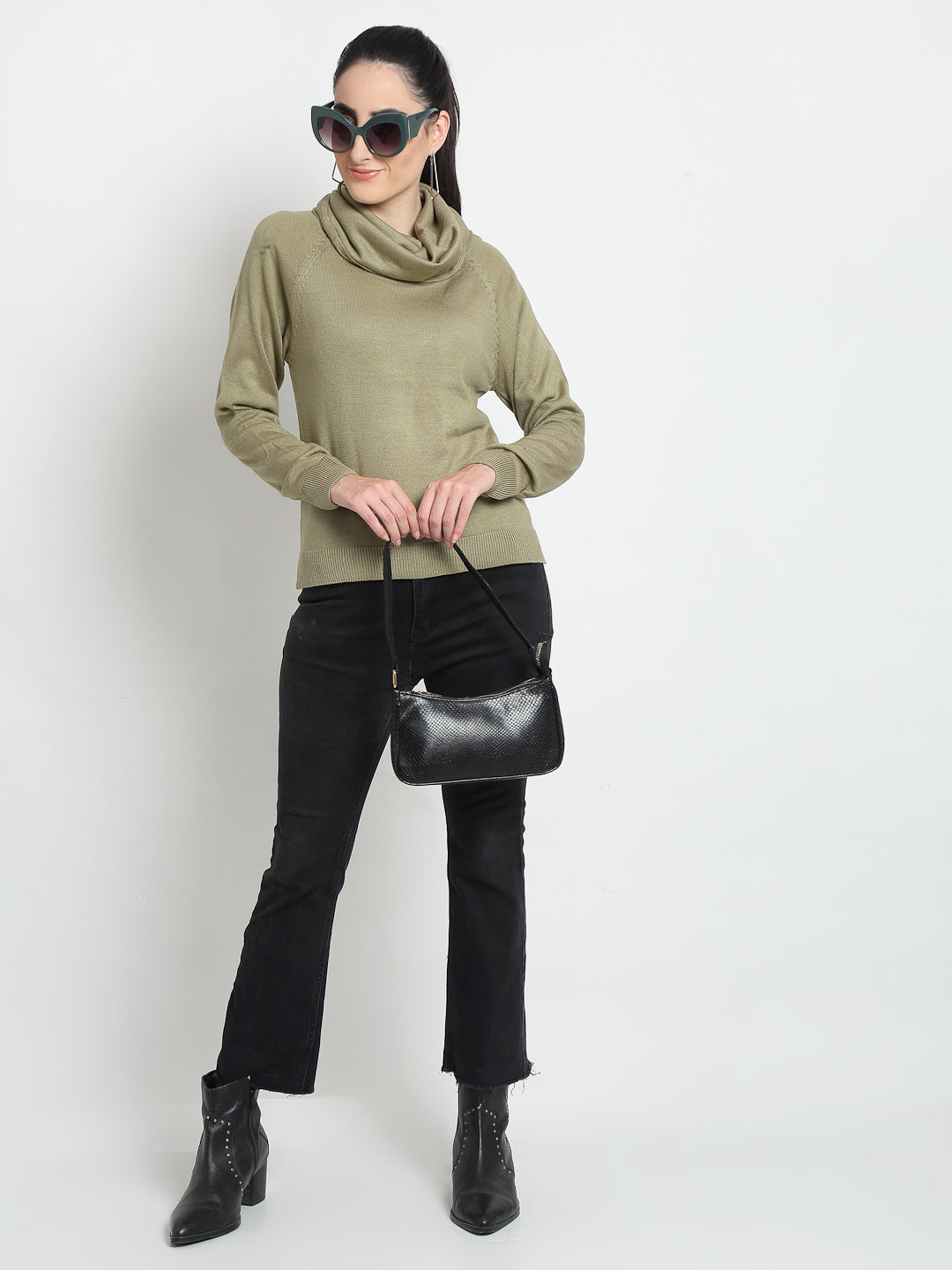 Beige Shawl Neck Sweater