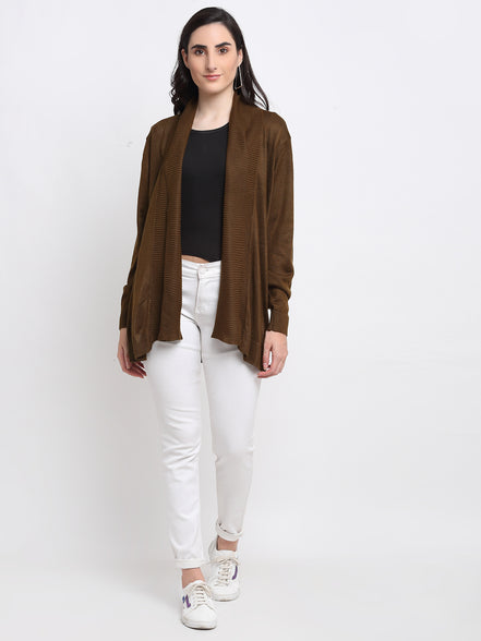 Olive Front Open Shrug