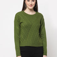 Olive Green Cable Knit Pullover